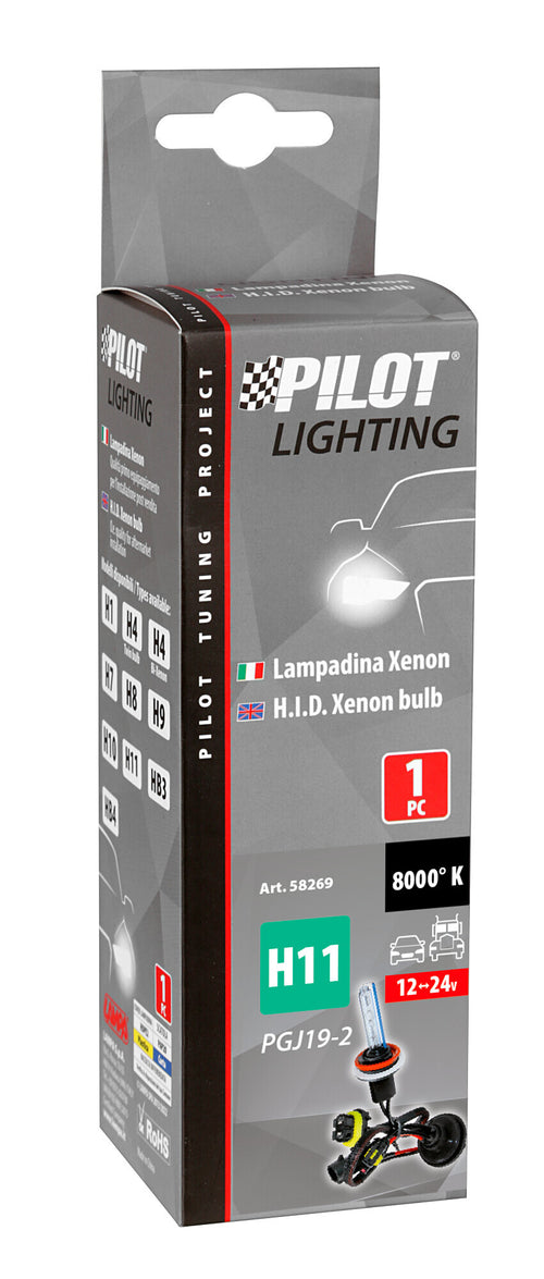 12/24V Lampadina HID Xenon 8.000K - H11 - 1 pz - Scatola