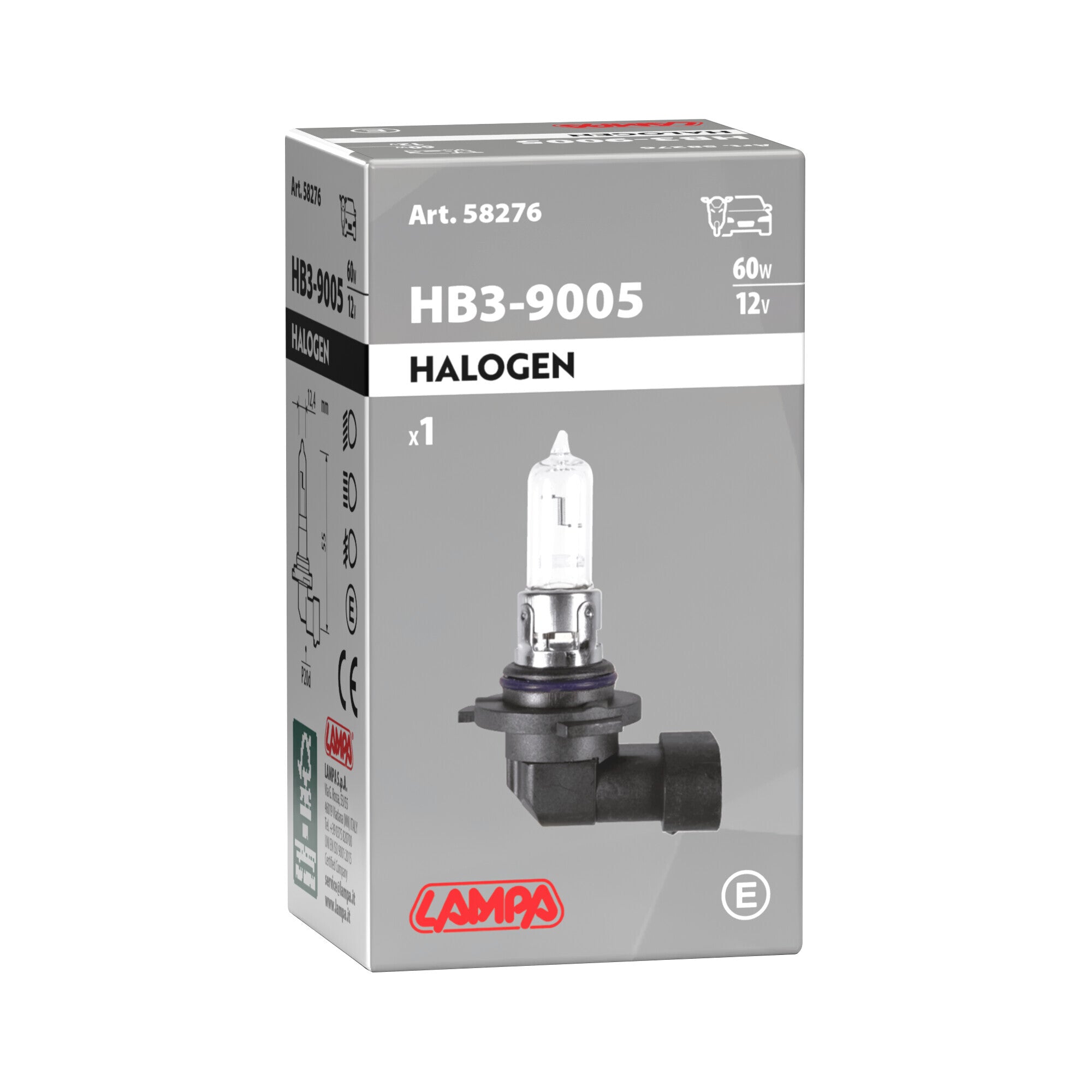 12V Lampada alogena - HB3 9005 - 60W - P20d - 1 pz - Scatola