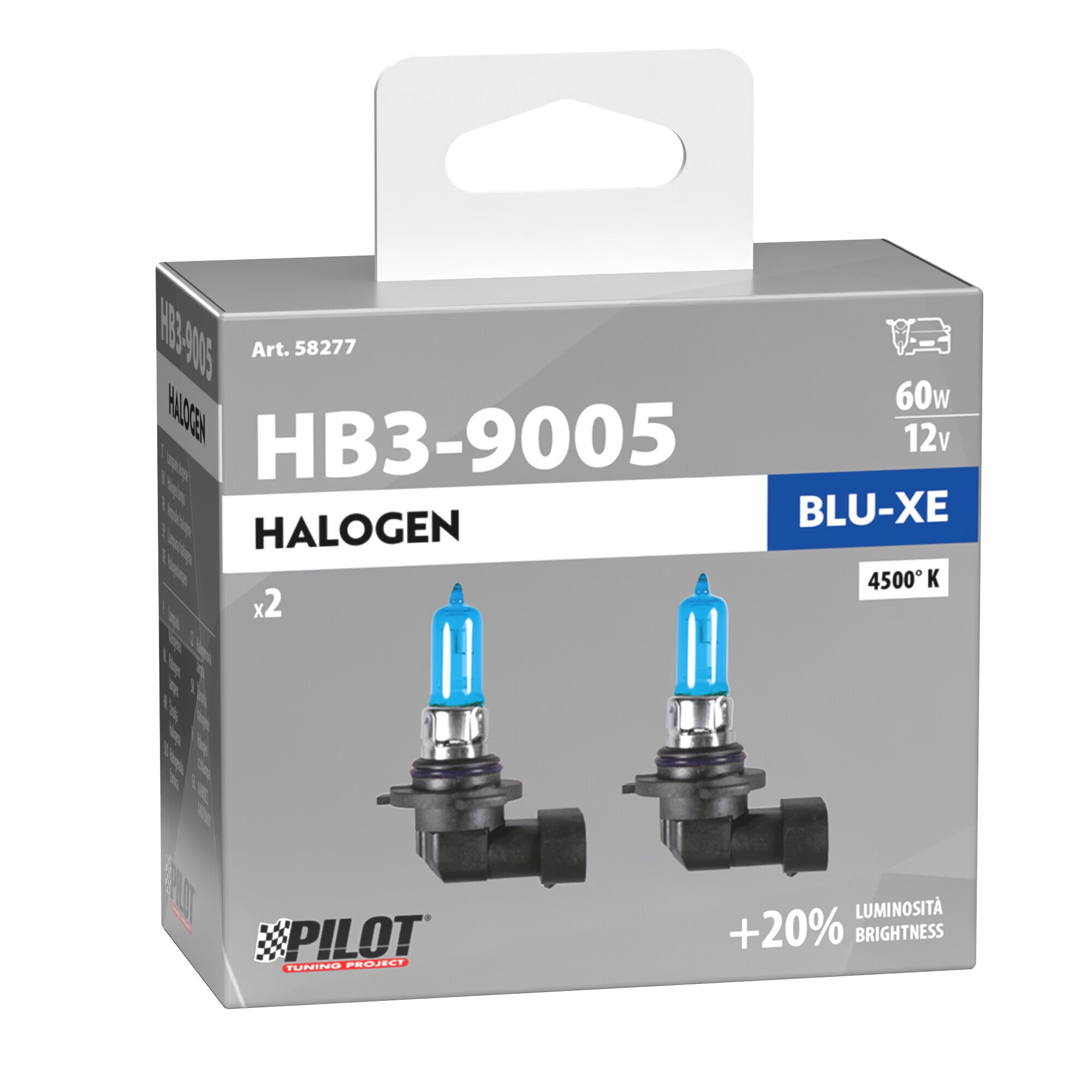 12V Lampada alogena Blu-Xe - HB3 9005 - 65W - P20d - 2 pz - Scatola