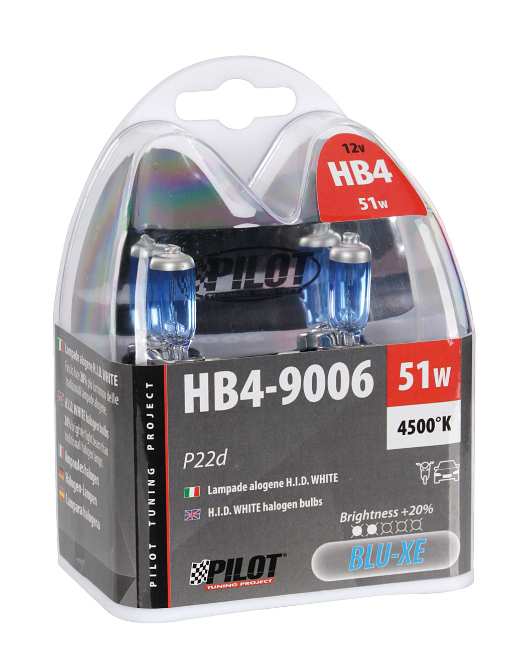 12V Lampada alogena Blu-Xe - HB4 9006 - 51W - P22d - 2 pz - Scatola Plast.