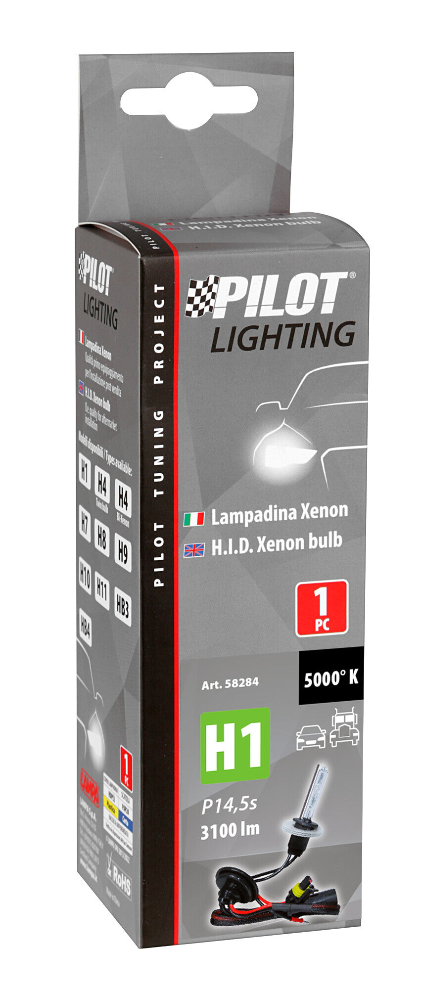 12/24V Lampadina HID Xenon 5.000K - H1 - 1 pz - Scatola
