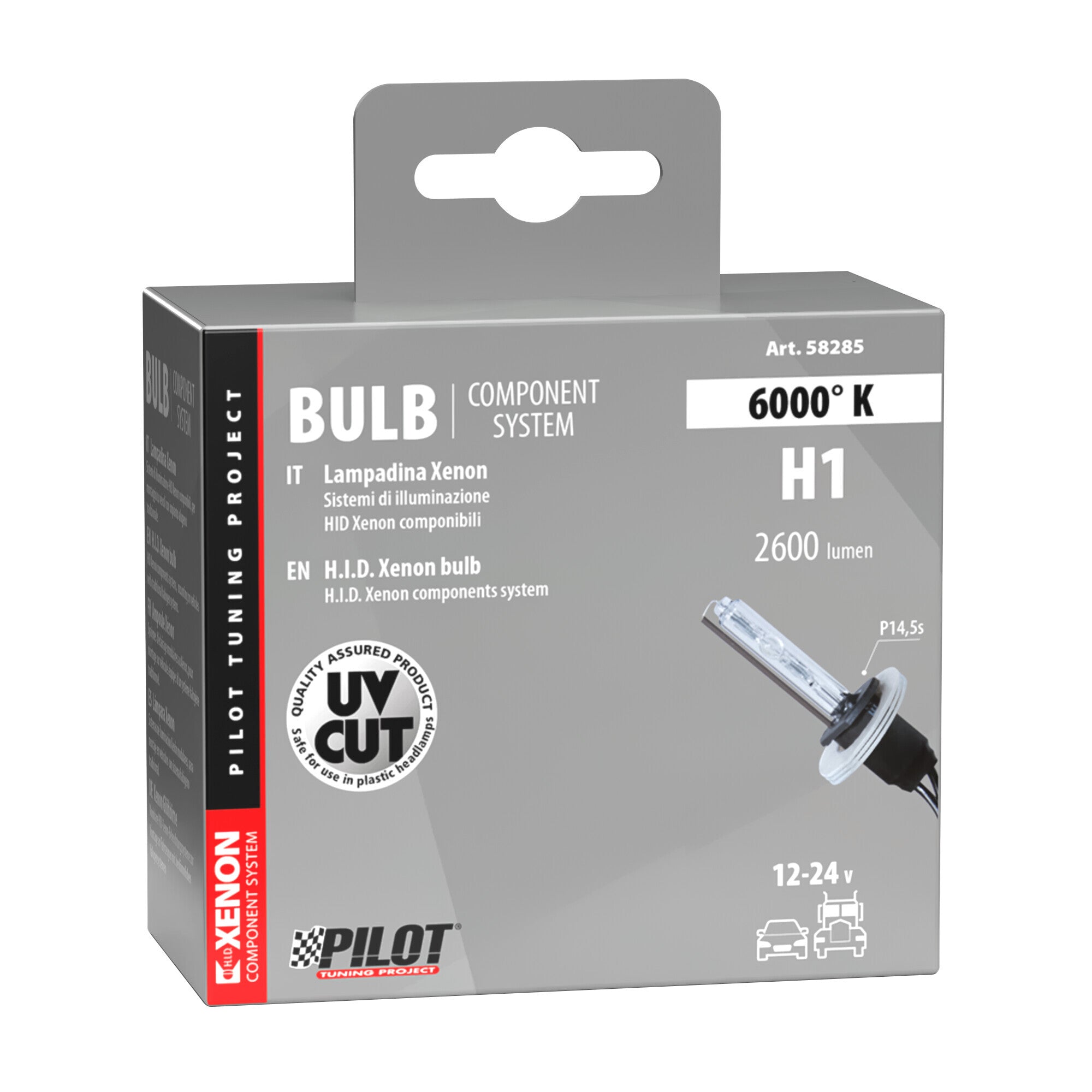 12/24V Lampadina HID Xenon 6.000K - H1 - 1 pz - Scatola