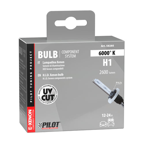 12/24V Lampadina HID Xenon 6.000K - H1 - 1 pz - Scatola