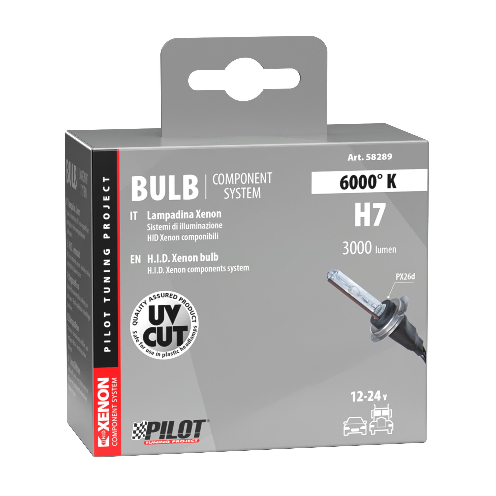 12/24V Lampadina HID Xenon 6.000K - H7 - 1 pz - Scatola