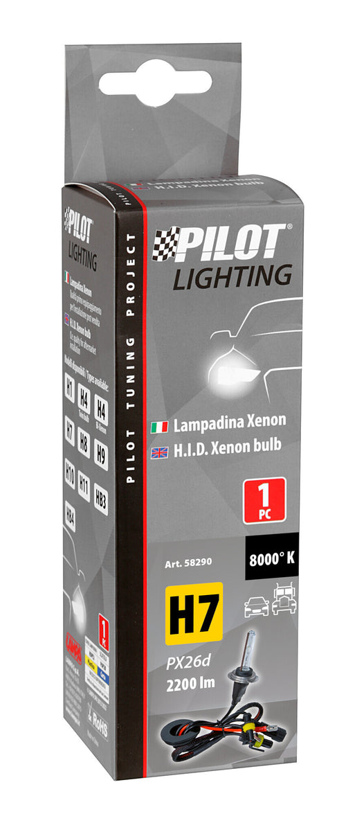 12/24V Lampadina HID Xenon 8.000K - H7 - 1 pz - Scatola