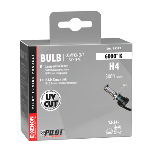 12/24V Lampadina HID Xenon 6.000K - H4 - 1 pz - Scatola - (Bi-Xenon)