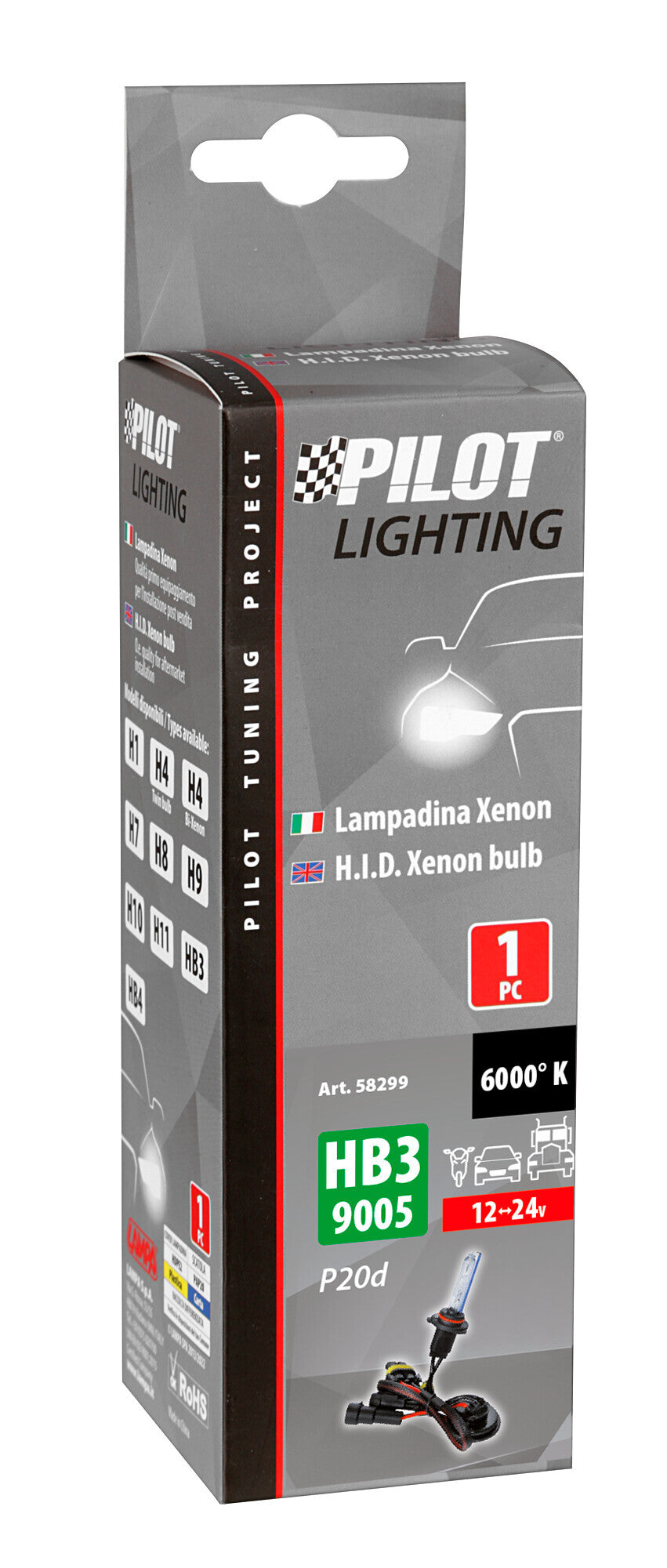 12/24V Lampadina HID Xenon 6.000K - HB3 9005 - 1 pz - Scatola