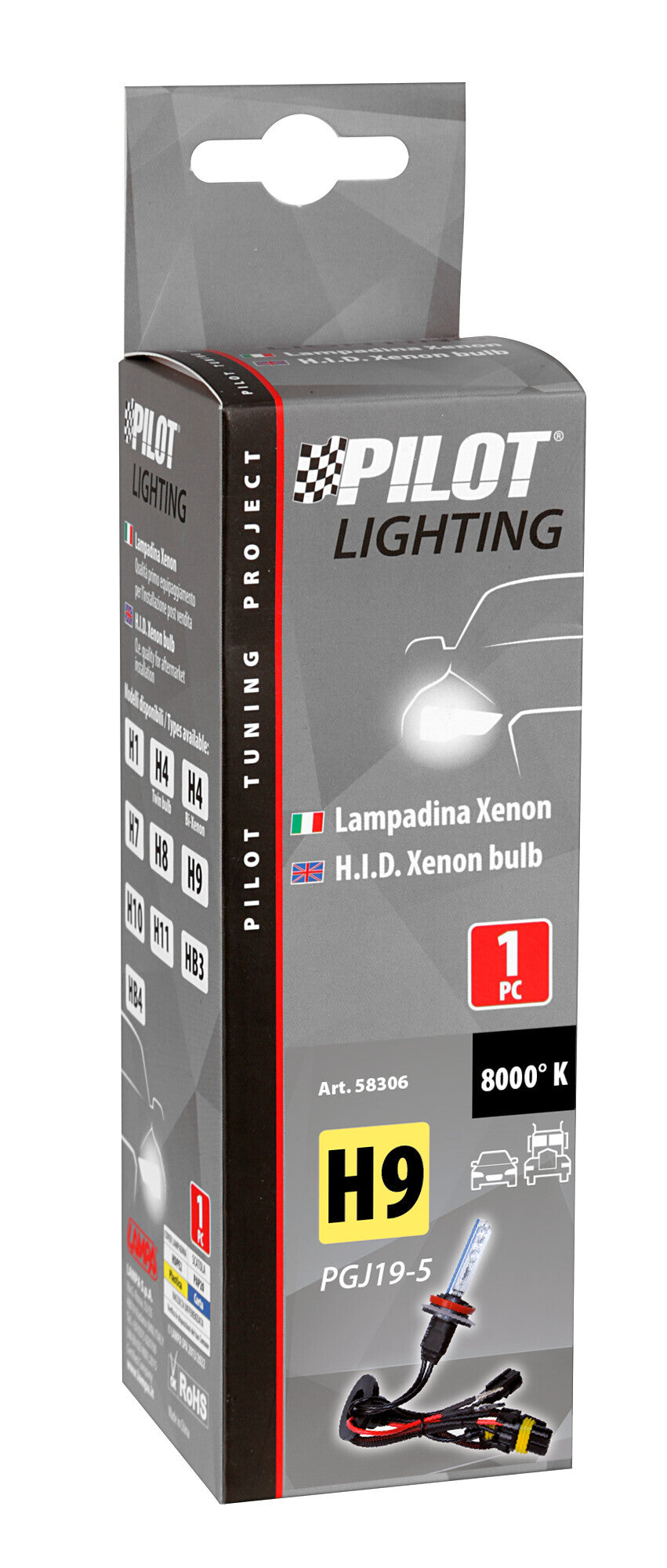 12/24V Lampadina HID Xenon 8.000K - H9 - 1 pz - Scatola