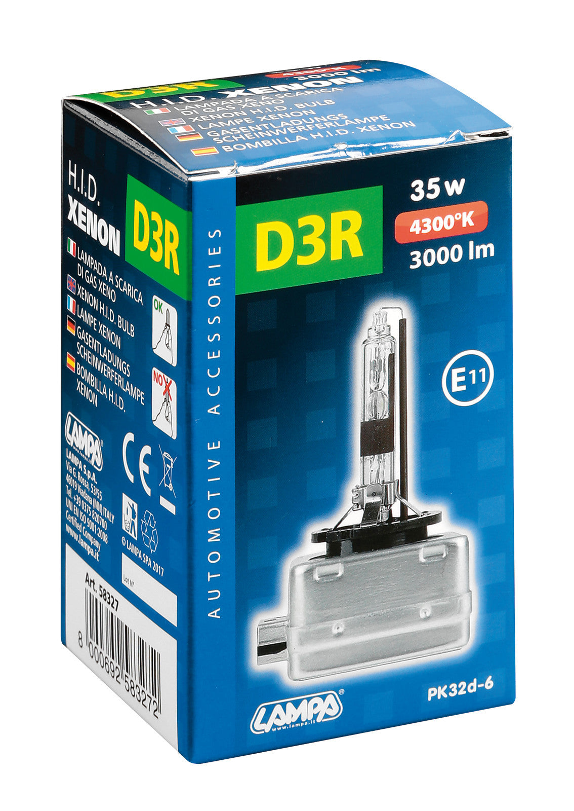 Lampada HID Xenon 4.300°K - D3R - 35W - PK32d-6 - 1 pz - Scatola