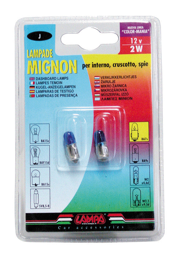 12V Lampada mignon - 2W - BA7s - 2 pz - D/Blister - Blu