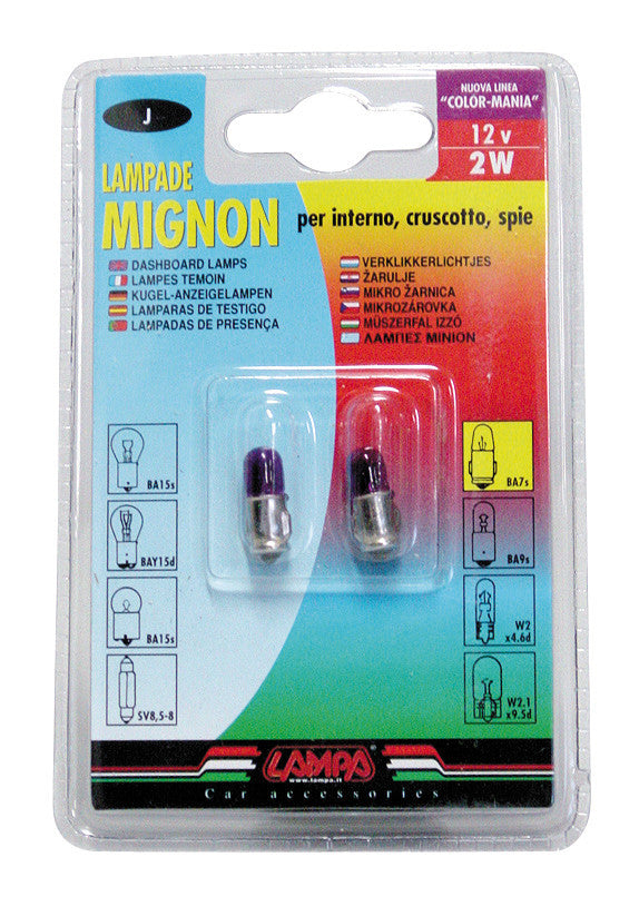 12V Lampada mignon - 2W - BA7s - 2 pz - D/Blister - Viola