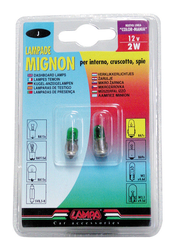 12V Lampada mignon - 2W - BA7s - 2 pz - D/Blister - Verde