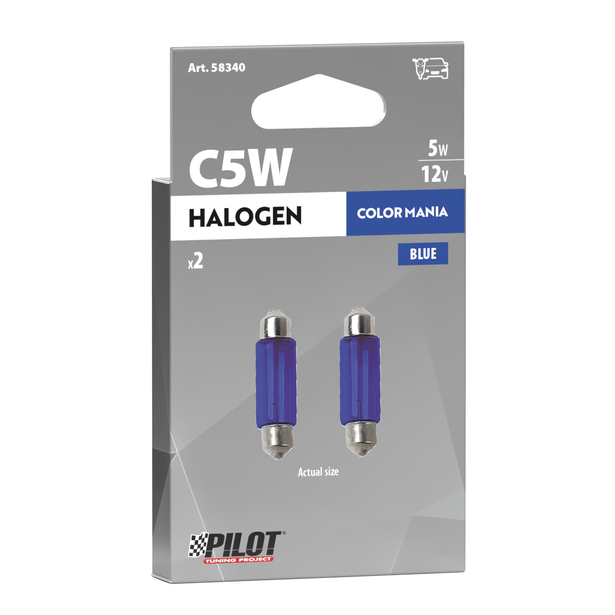 12V Lampada siluro - (C5W) - 11x35 mm - 5W - SV8,5-8 - 2 pz - Scatola - Blu