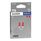 12V Lampada con zoccolo vetro - (T5) - 1,2W - W2x4,6d - 2 pz - Scatola - Rosso