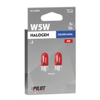 12V Lampada con zoccolo vetro - (W5W) - 5W - W2,1x9,5d - 2 pz - Scatola - Rosso