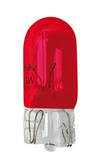 12V Lampada con zoccolo vetro - (W5W) - 5W - W2,1x9,5d - 2 pz - Scatola - Rosso