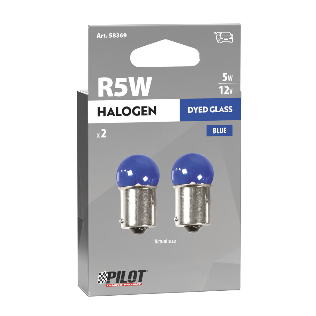12V Blue Dyed Glass, Lampada sferica - (R5W) - 5W - BA15s - 2 pz - Scatola