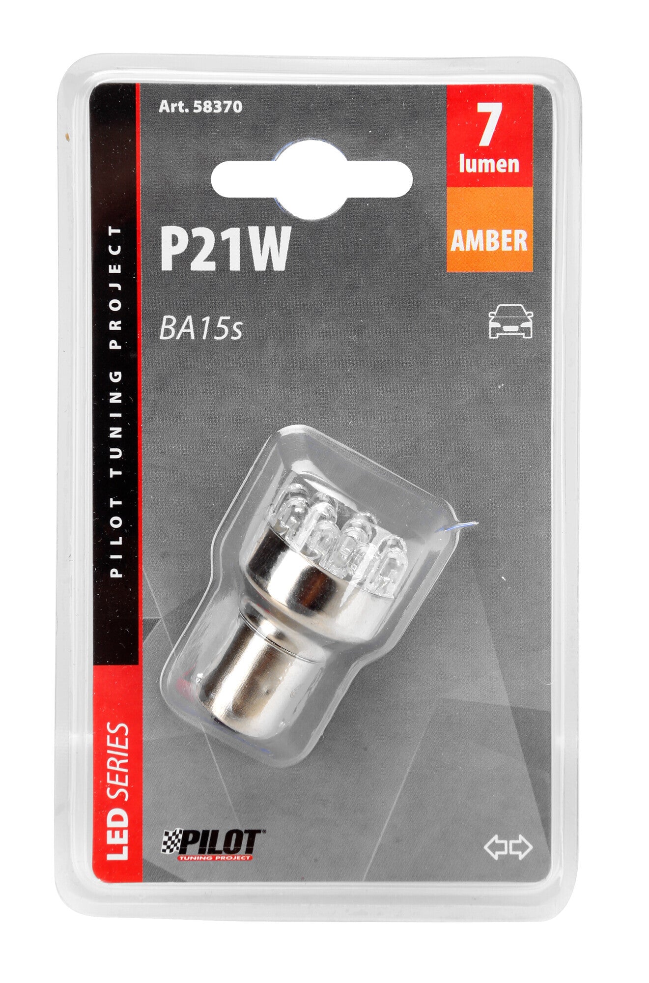 12V Lampada Multi-Led 11 Led - (P21W) - BA15s - 1 pz - D/Blister - Arancio