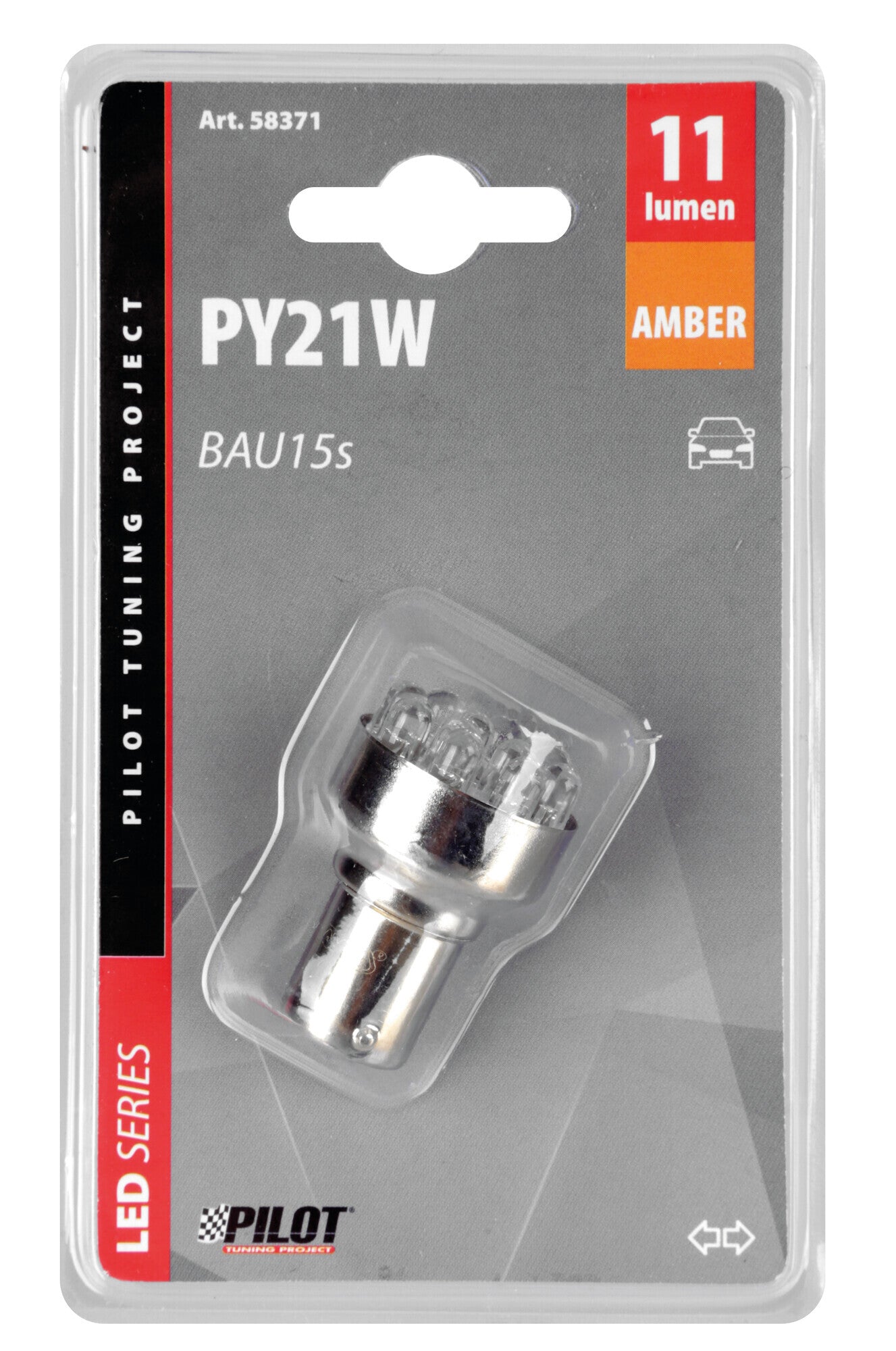 12V Lampada Multi-Led 11 Led - (PY21W) - BAU15s - 1 pz - Scatola - Arancio