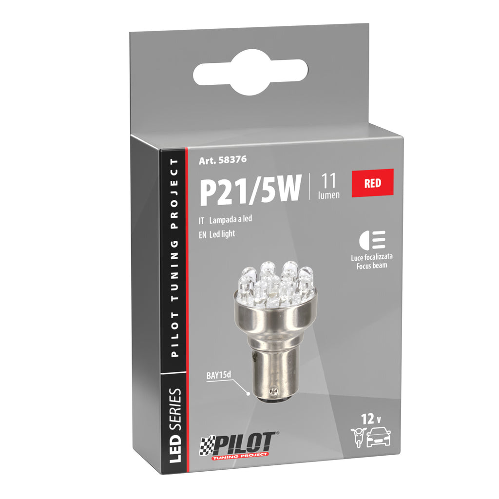 12V Lampada Multi-Led 11 Led - (P21/5W) - BAY15d - 1 pz - Scatola - Rosso