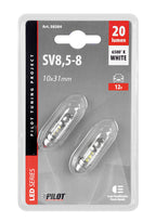 12V Led Series - 3 Led - 10x31 mm - SV8,5-8 - 2 pz - Scatola - Bianco