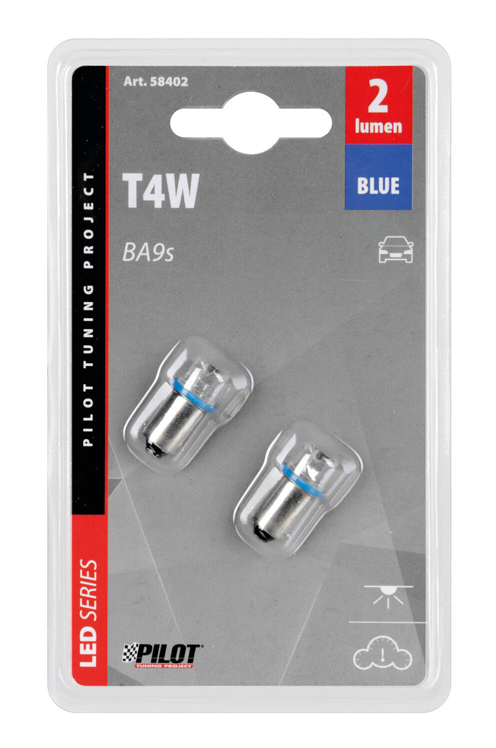 12V Led Series - 1 Led - (T4W) - BA9s - 2 pz - Scatola - Blu