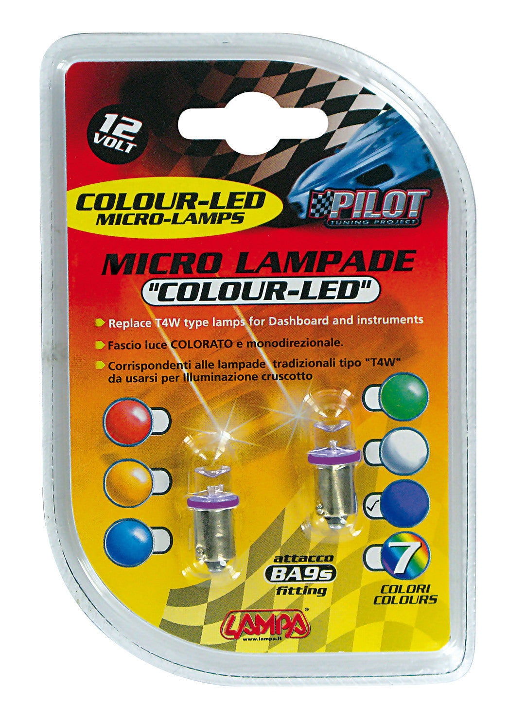 12V Led Series - 1 Led - (T4W) - BA9s - 2 pz - D/Blister - Viola