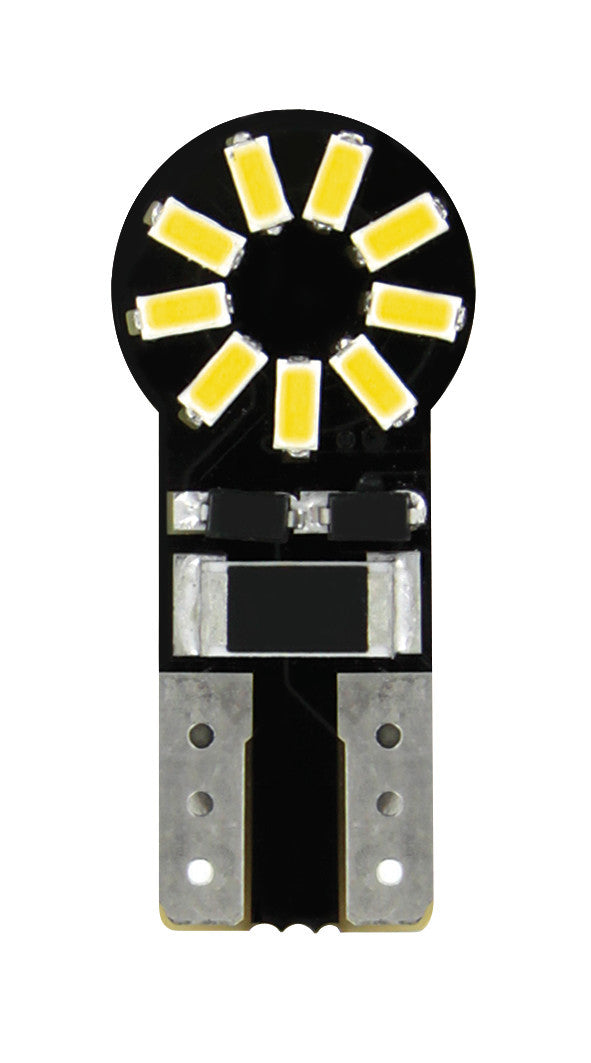 12V Hyper-Led 18 - 18 SMD x 1 chips - (T10) - W2,1x9,5d - 2 pz - Scatola - Bianco - Doppia polarità - Resistenza incorporata