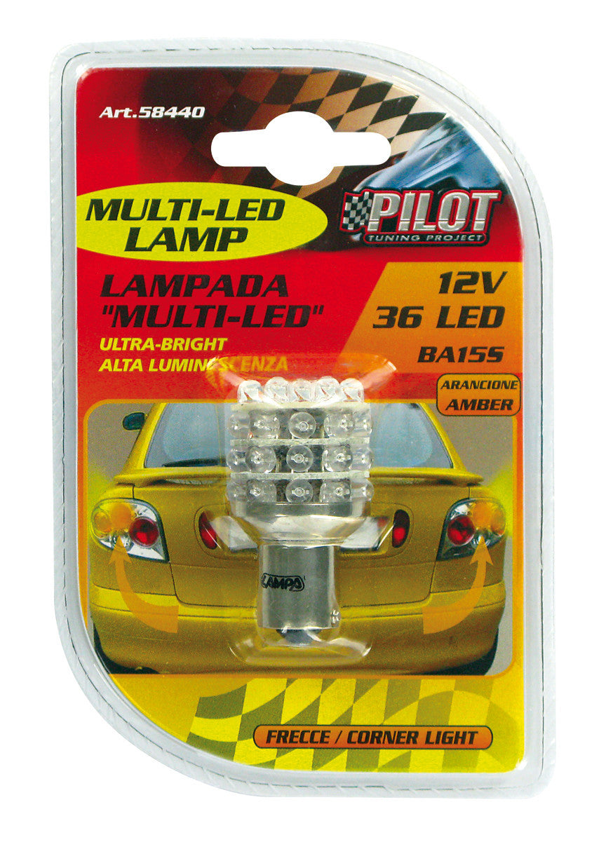 12V Lampada Multi-Led 36 Led - (P21W) - BA15s - 1 pz - D/Blister - Arancio