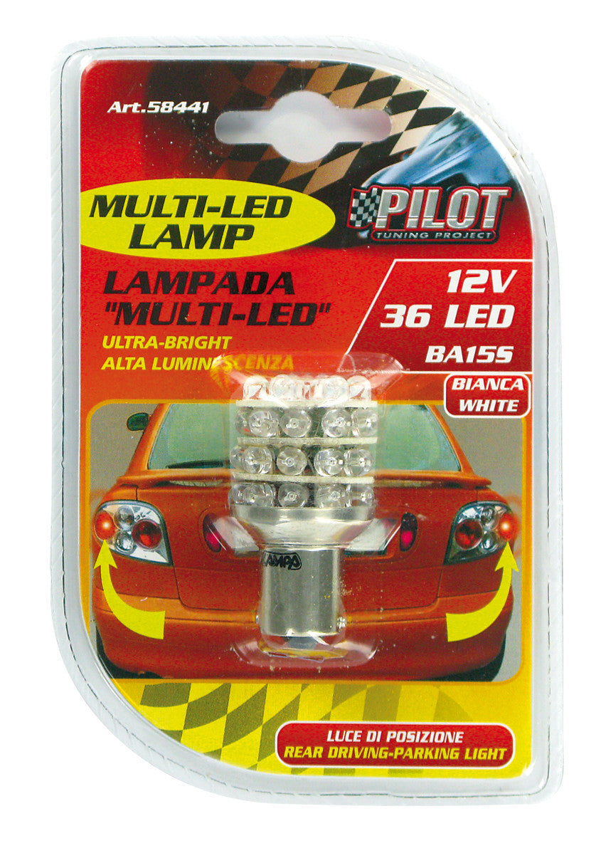 12V Lampada Multi-Led 36 Led - (P21W) - BA15s - 1 pz - D/Blister - Rosso