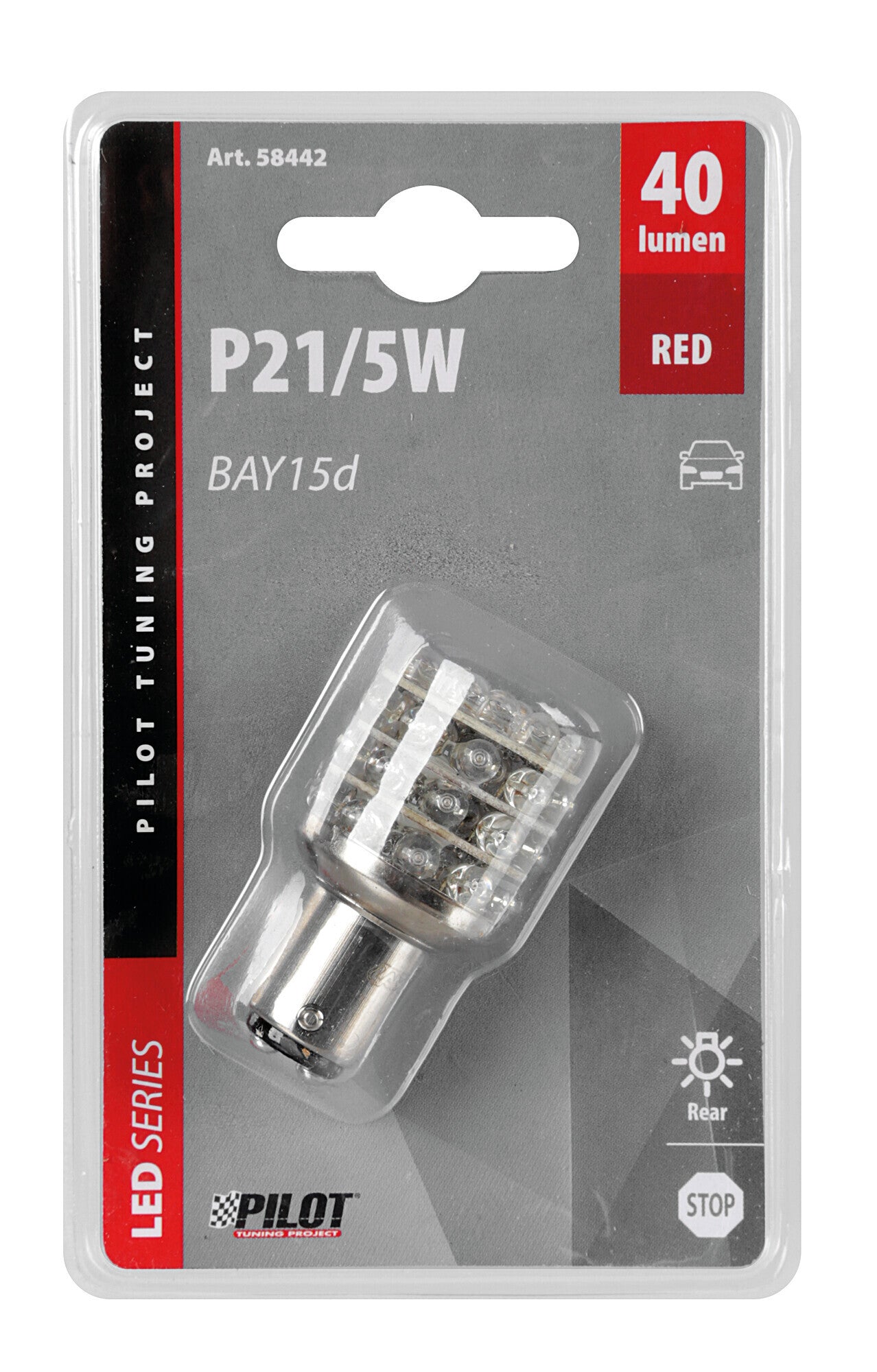 12V Lampada Multi-Led 36 Led - (P21/5W) - BAY15d - 1 pz - D/Blister - Rosso