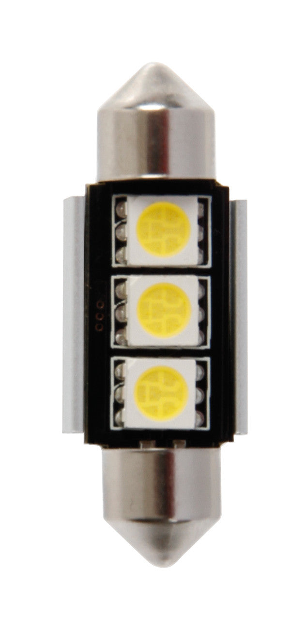 12V Led Series - 3 SMD x 3 chips - (C5W) - 10x36 mm - SV8,5-8 - 1 pz - Scatola - Bianco - Doppia polarità - Resistenza incorporata