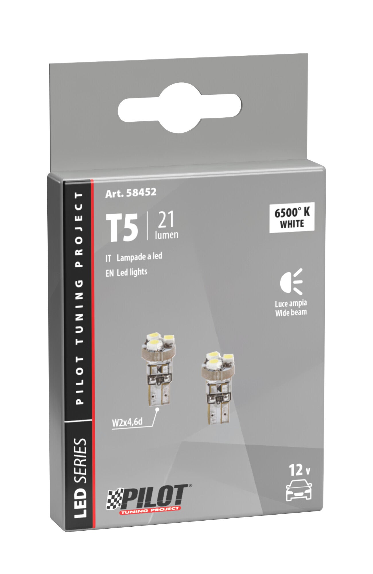 12V Hyper-Led 3 - 3 SMD x 1 chip - (T5) - W2x4,6d - 2 pz - Scatola - Bianco
