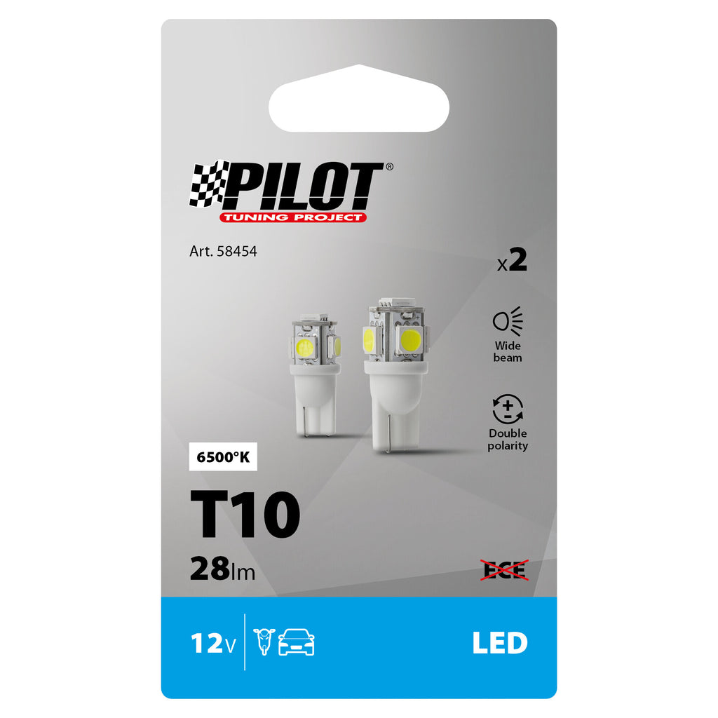 12V Hyper-Led 15 - 5 SMD x 3 chips - (T10) - W2,1x9,5d - 2 pz - Scatola - Bianco - Doppia polarità