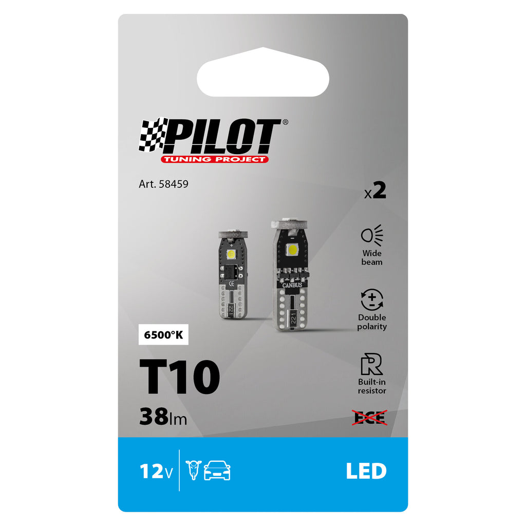 12V Hyper-Led 9 - 3 SMD x 3 chips - (T10) - Trifocus - W2,1x9,5d - 2 pz - Scatola - Bianco - Doppia polarità - Resistenza incorporata