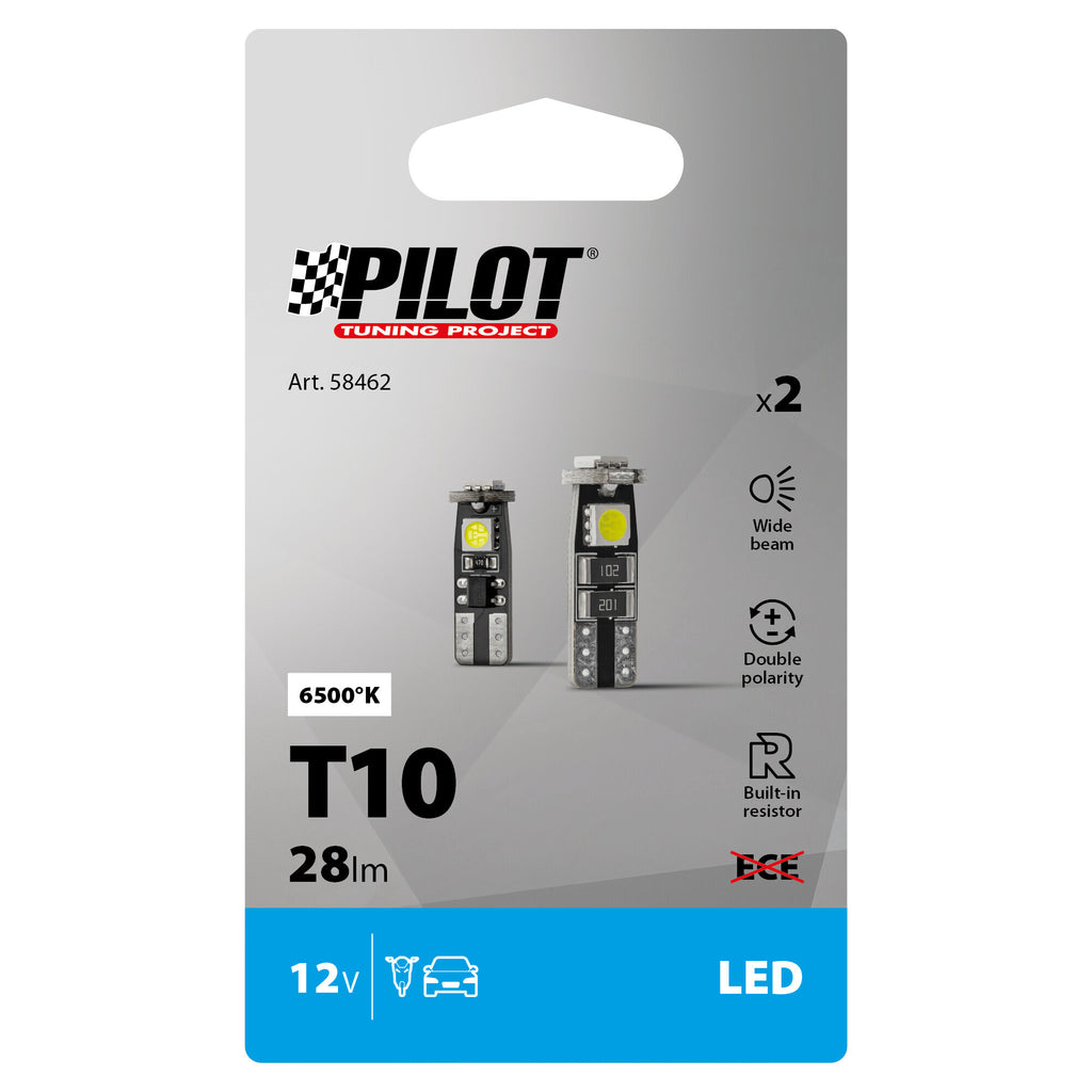 12V Hyper-Led 9 - 3 SMD x 3 chips - (T10) - Trifocus - W2,1x9,5d - 2 pz - Scatola - Bianco - Doppia polarità - Resistenza incorporata