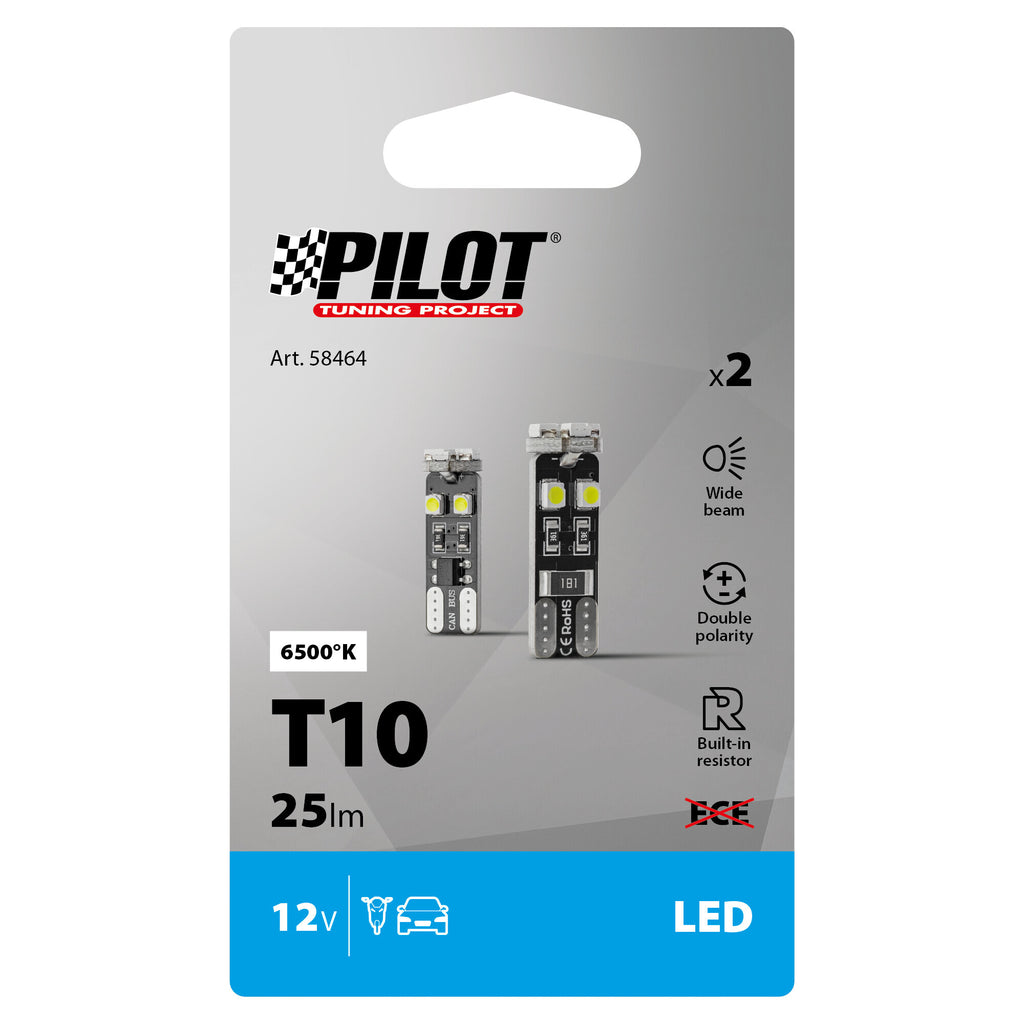12V Hyper-Led 24 - 8 SMD x 3 chips - (T10) - Trifocus - W2,1x9,5d - 2 pz - Scatola - Bianco - Doppia polarità - Resistenza incorporata