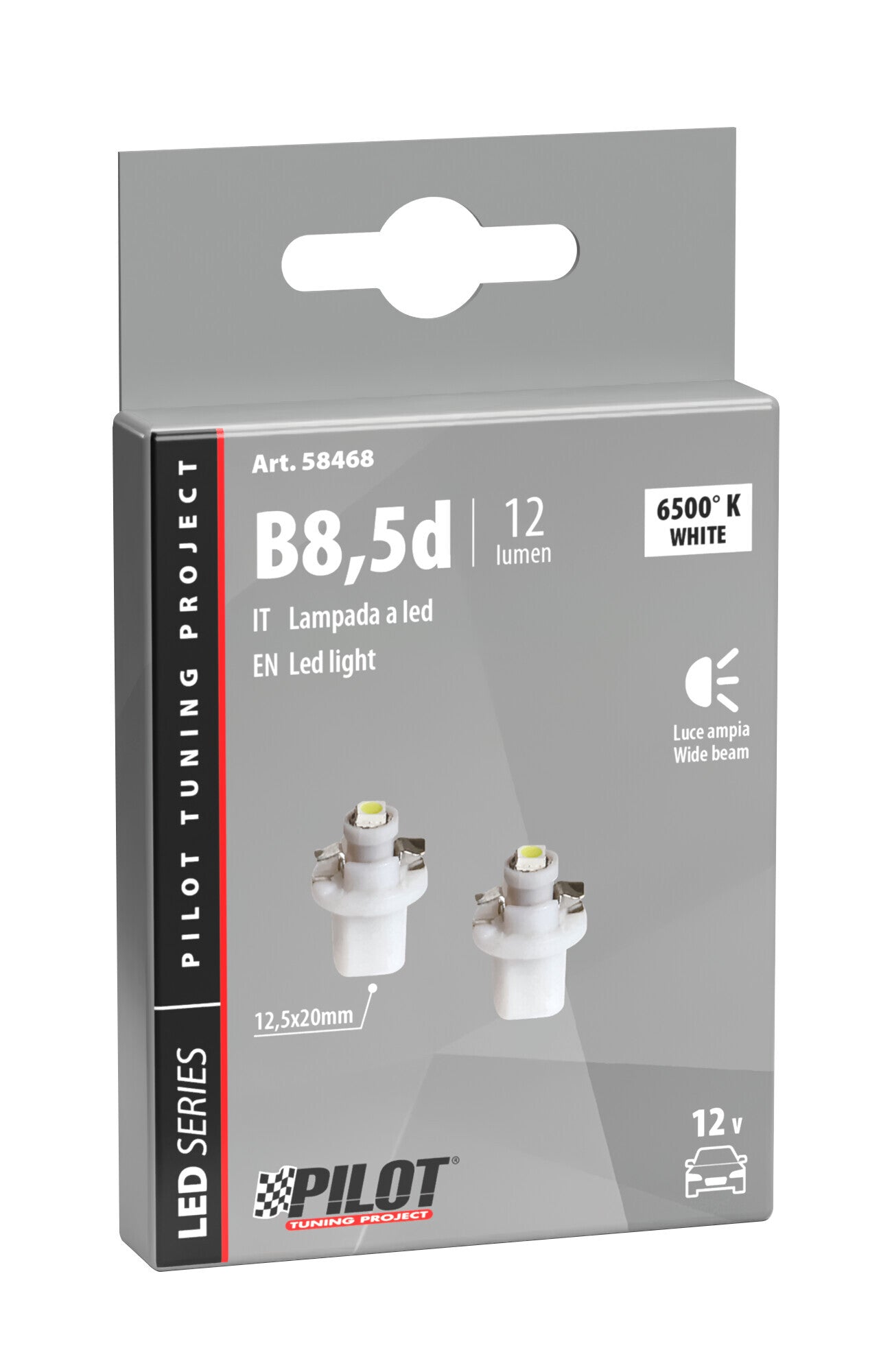 12V Hyper-Led 2 - 1 SMD x 2 chips - B8,5d - 2 pz - Scatola - Bianco