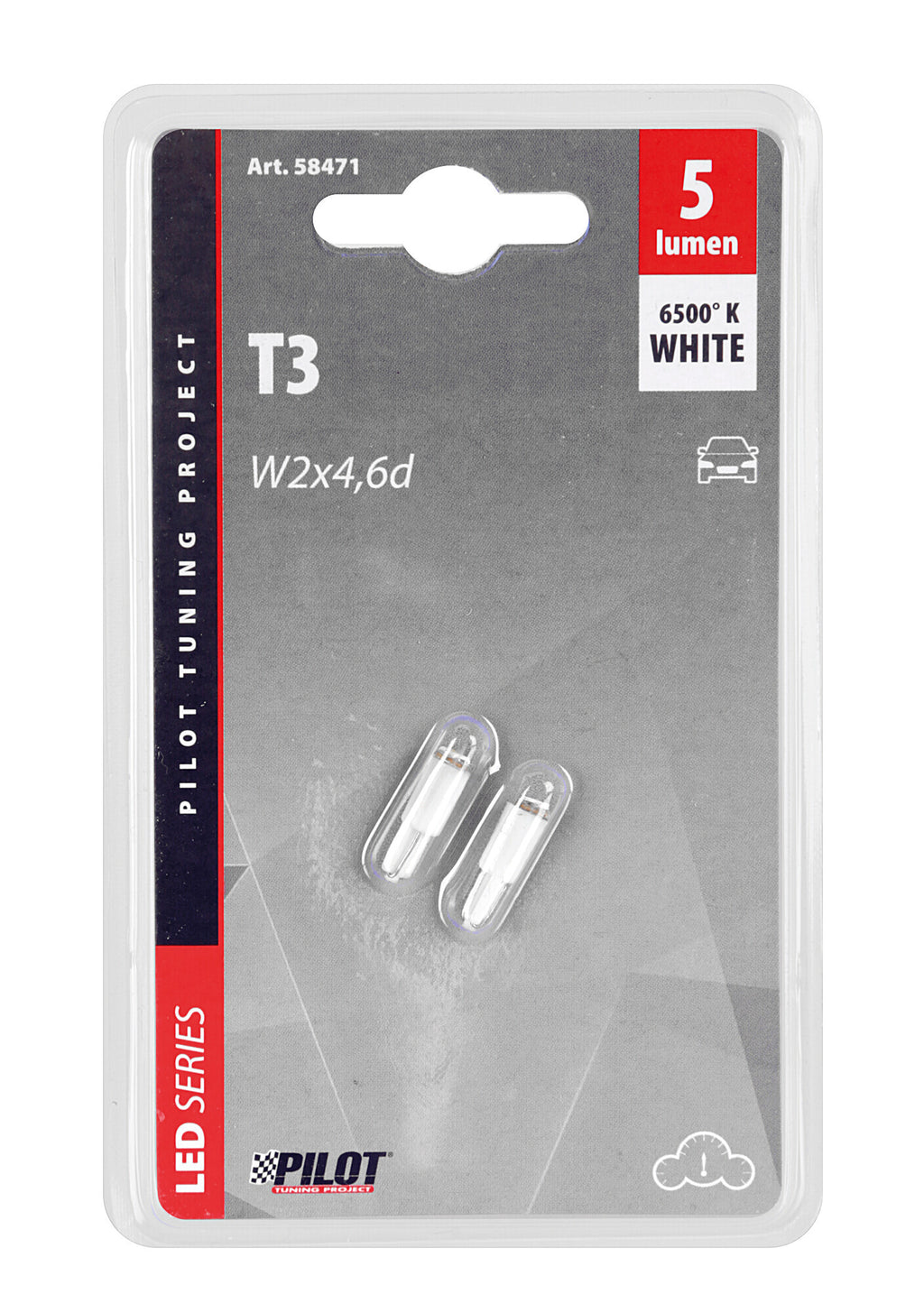 12V Hyper-Led 2 - 1 SMD x 2 chips - (T3) - W2x4,6d - 2 pz - Scatola - Bianco