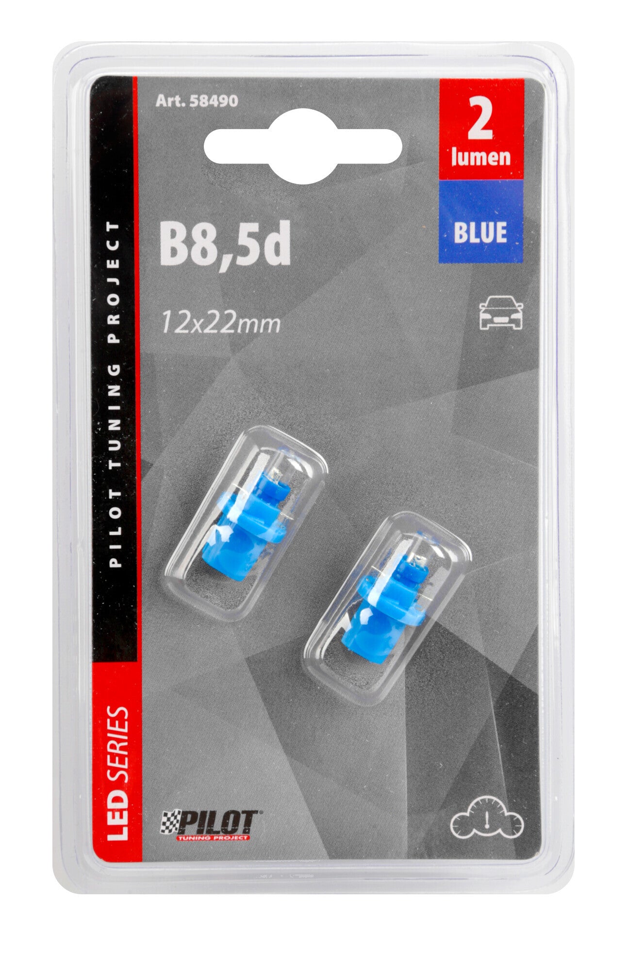 12V Lampada cruscotto 1 Led - B8,5d - 2 pz - D/Blister - Blu