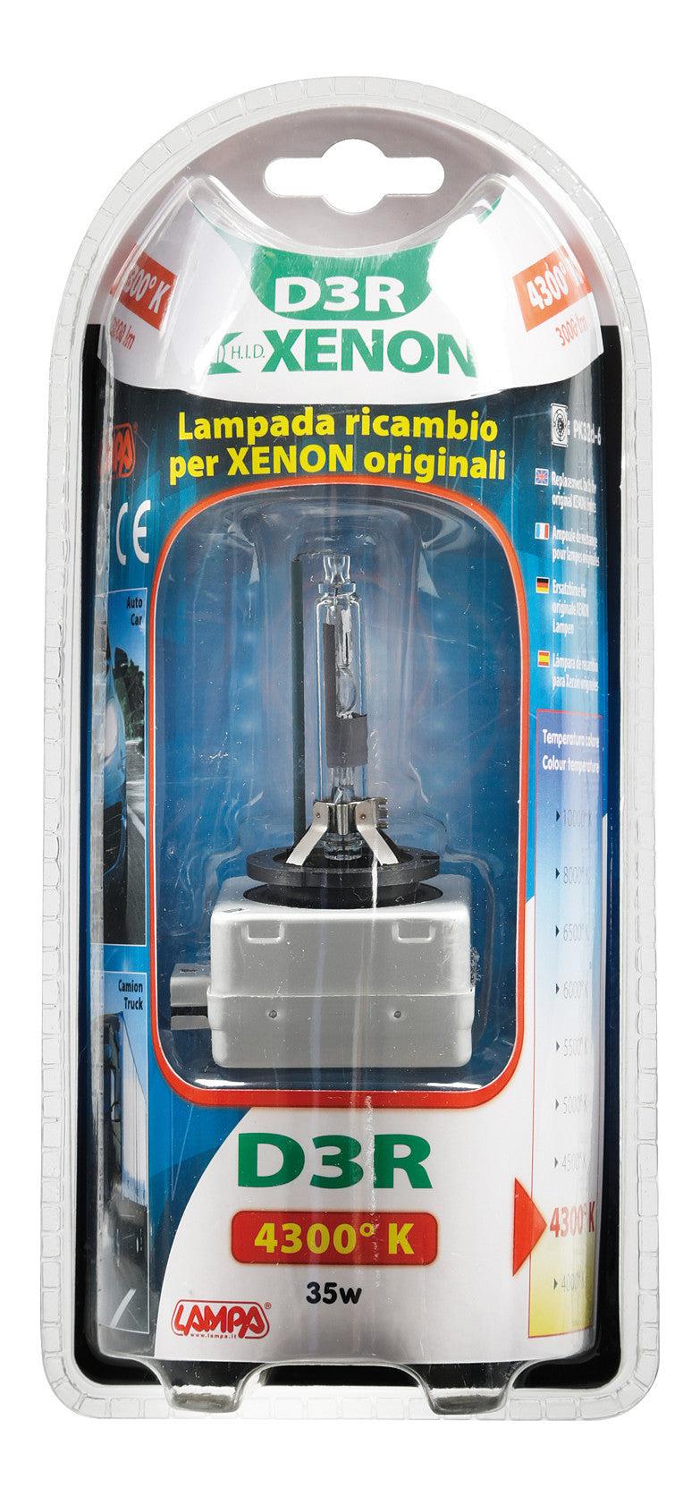 Lampada HID Xenon 4.300°K - D3R - 35W - PK32d-6 - 1 pz - D/Blister