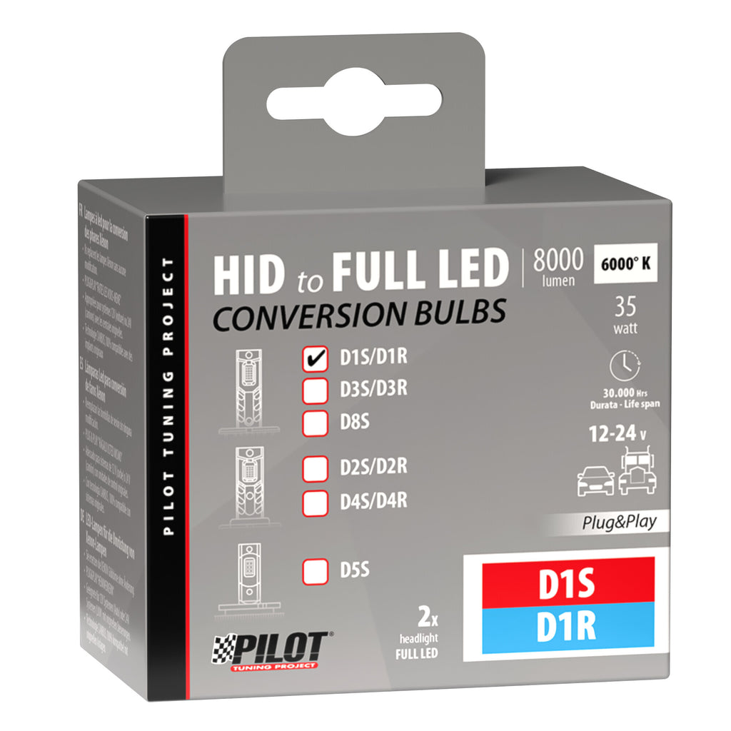 12/24V Lampade a Led per conversione fari Xenon - (D1S-D1R) - 35W - 2 pz - Scatola