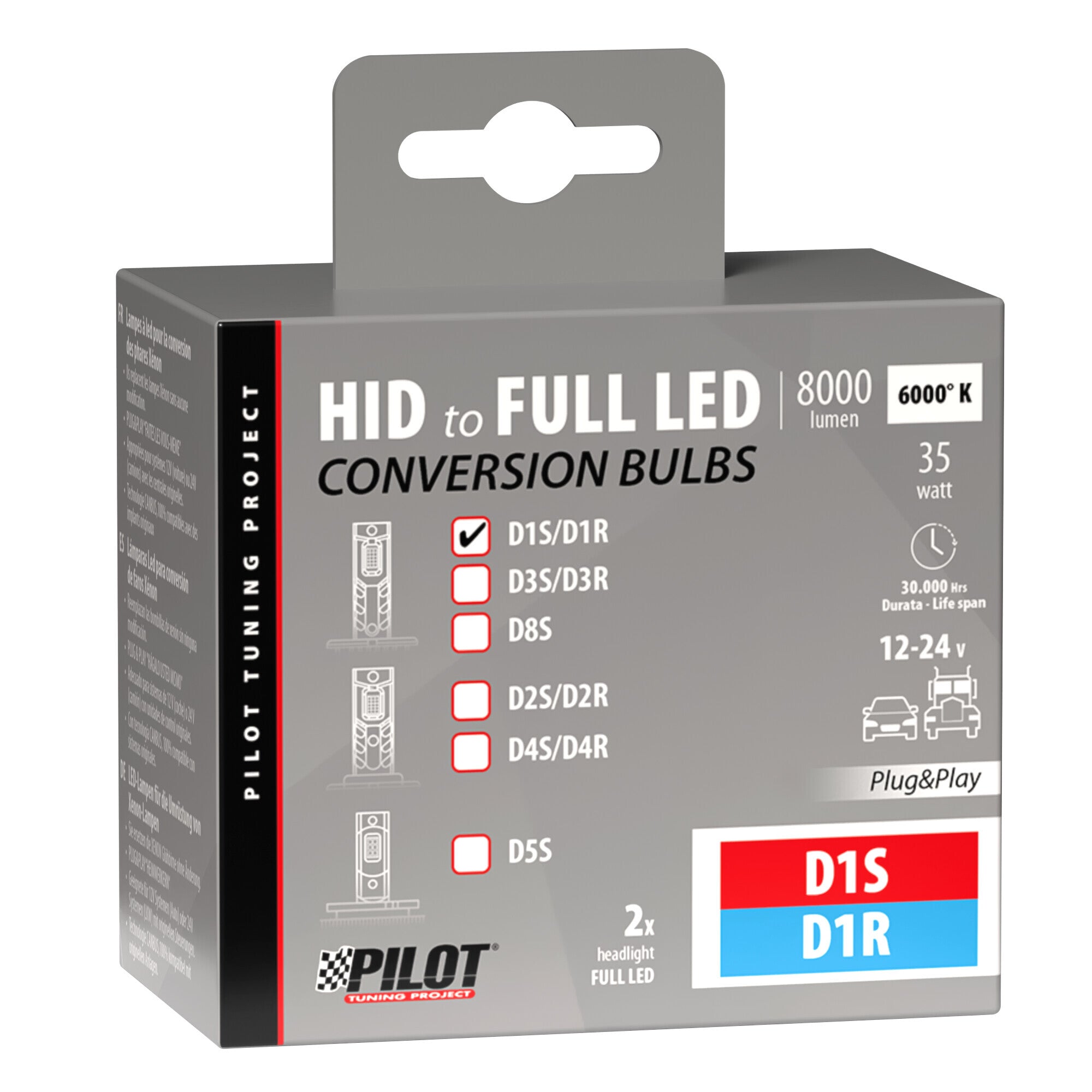 12/24V Lampade a Led per conversione fari Xenon - (D1S-D1R) - 35W - 2 pz - Scatola