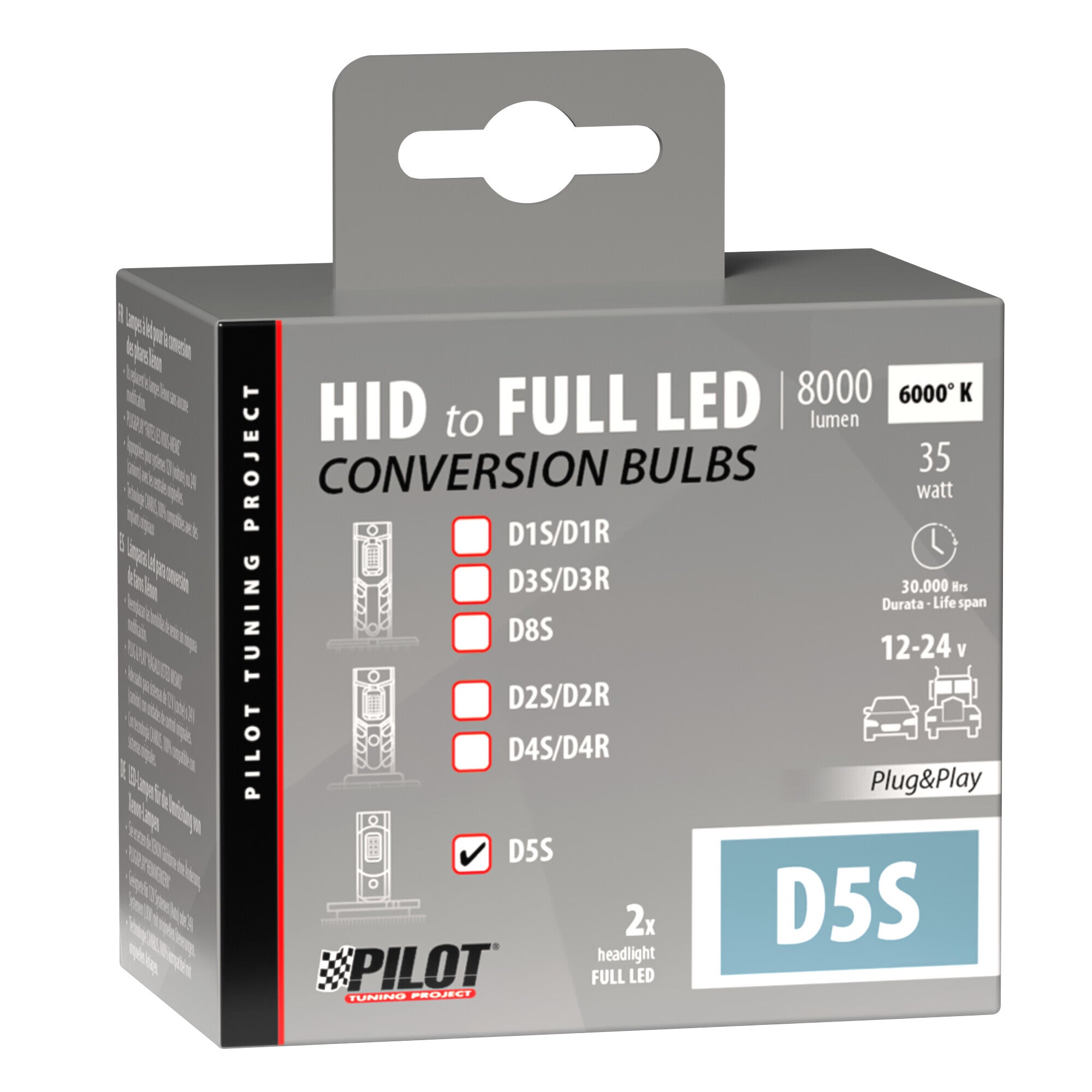 12/24V Lampade a Led per conversione fari Xenon - (D5S) - 35W - 2 pz - Scatola