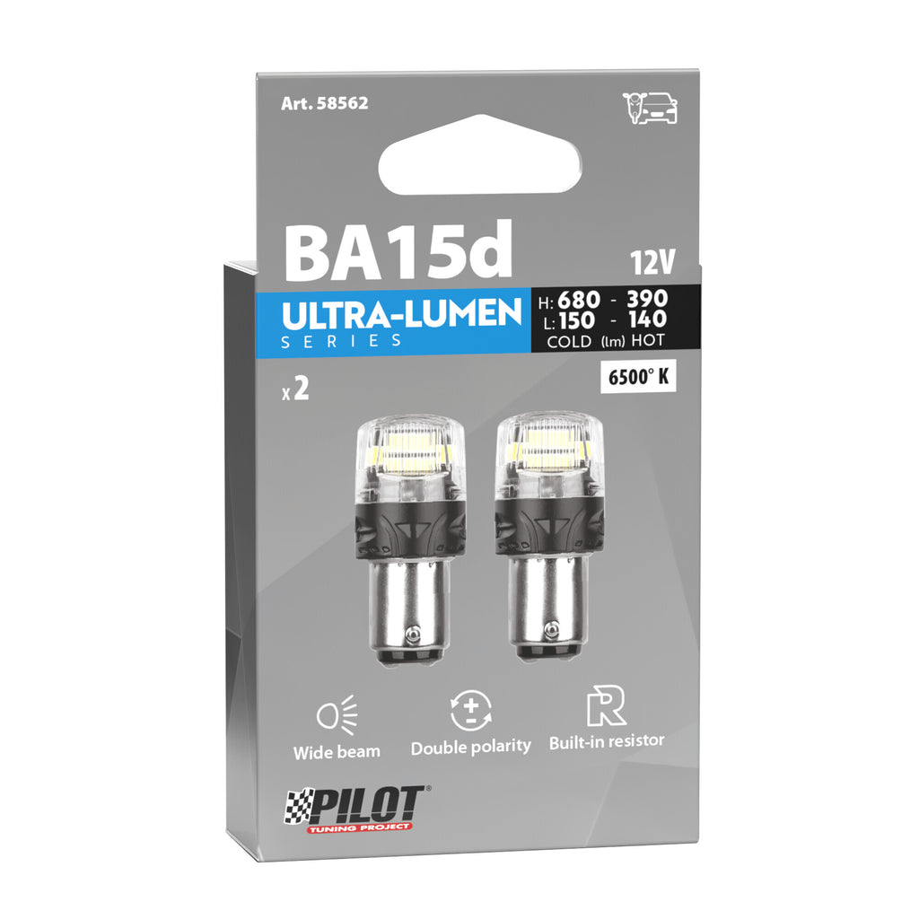 12V Ultra-Lumen Series - (BA15d) - BA15d - 2 pz - Scatola - Bianco - Doppia polarità - Resistenza incorporata