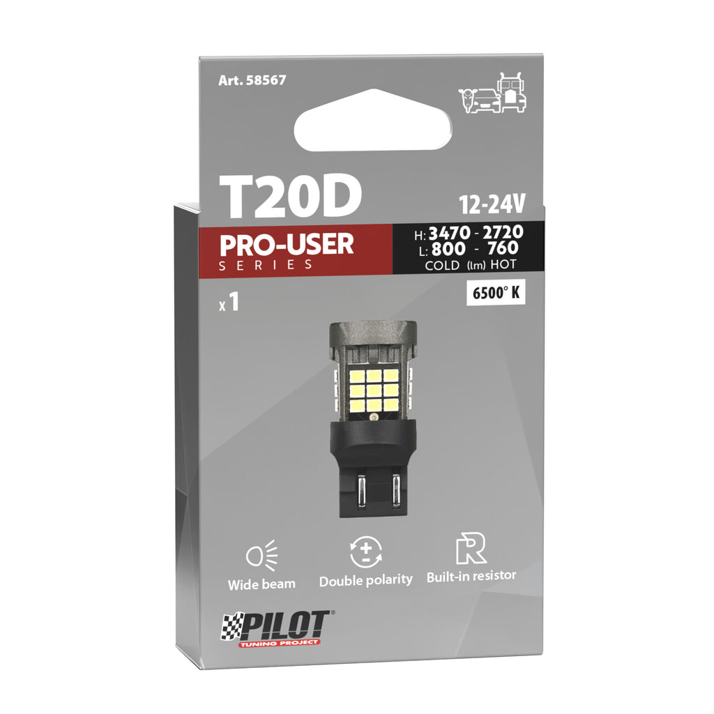 12/24V Pro-User Series - (W21/5W) - W3x16q - 1 pz - Scatola - Bianco - Doppia polarità - Resistenza incorporata