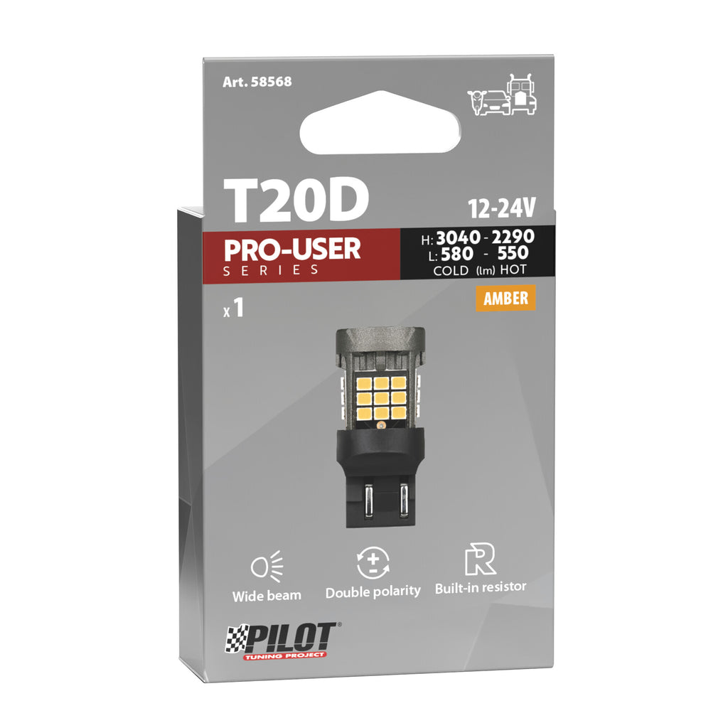 12/24V Pro-User Series - (WY21/5W) - W3x16q - 1 pz - Scatola - Arancio - Doppia polarità - Resistenza incorporata
