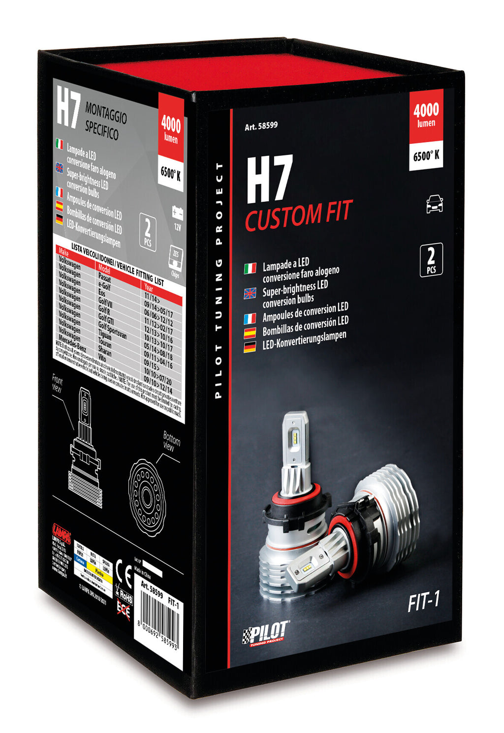 12V Lampade a Led - (H7) - 20W - Attacco specifico - 2 pz - Scatola