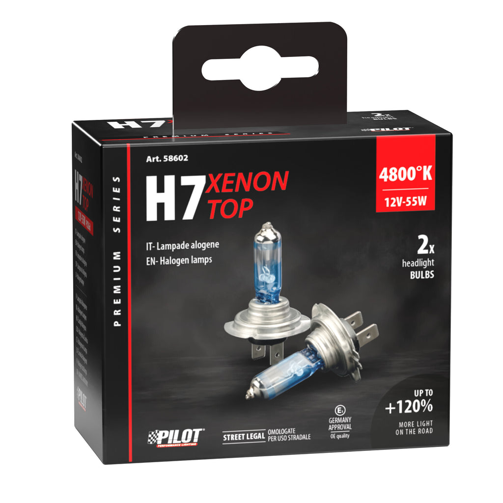 12V Lampada alogena Xenon Top +120% luce - H7 - 55W - PX26d - 2 pz - Scatola