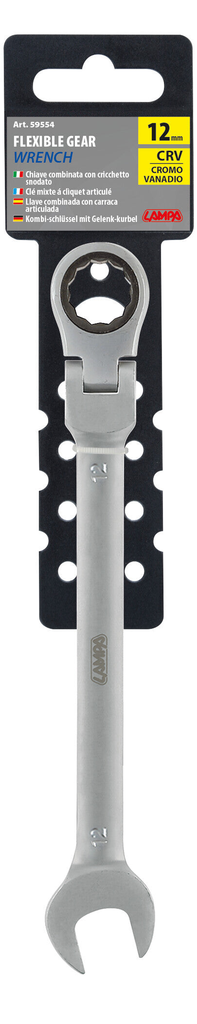 Chiave combinata con cricchetto snodato - 12 mm